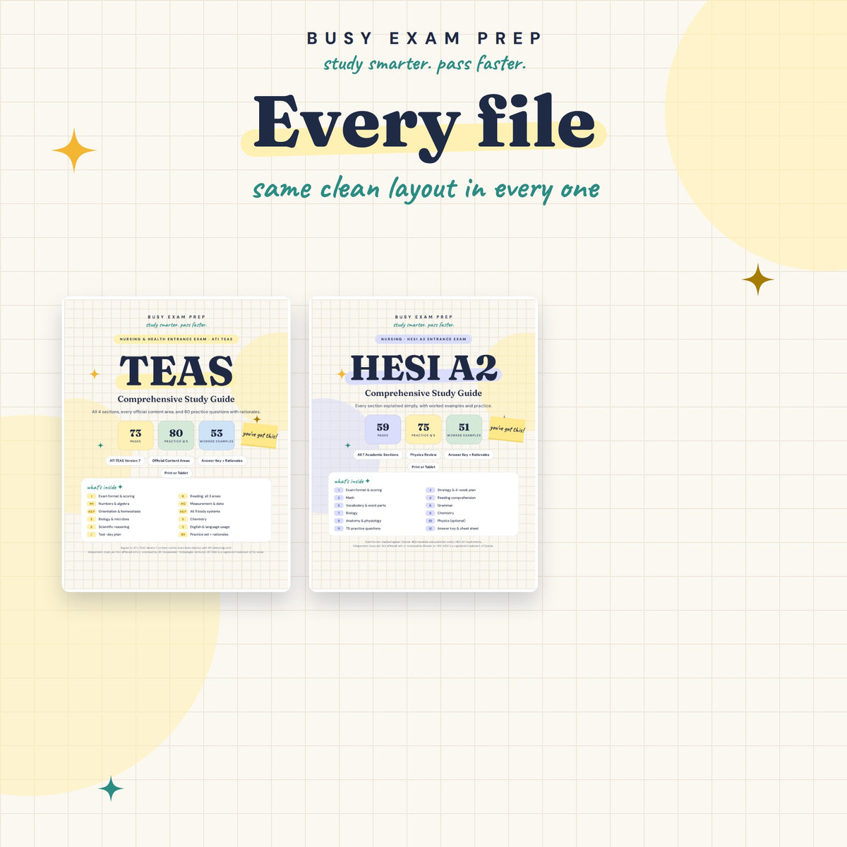 TEAS and HESI A2 digital study-guide covers included in this bundle. No printed books are shipped.