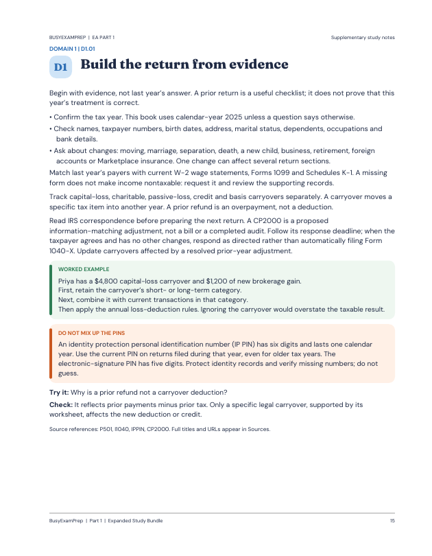 Actual lesson-page preview from EA Part 1 Complete Study Guide. The printed book includes its matching digital edition.