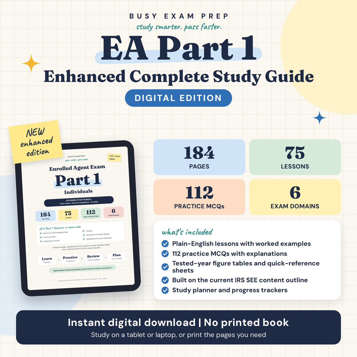 Enrolled Agent Part 1 Complete Study Guide, Digital Edition. Digital edition cover and verified content counts. No printed book.