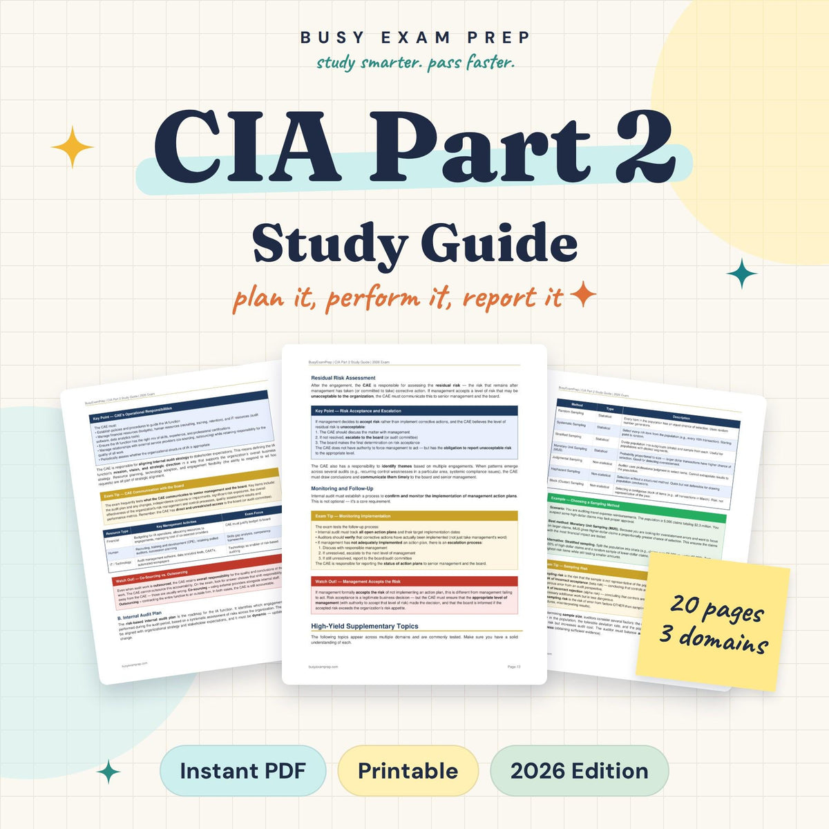 CIA Part 2 Study Guide digital PDF cover and page previews, 20 pages. No printed book.
