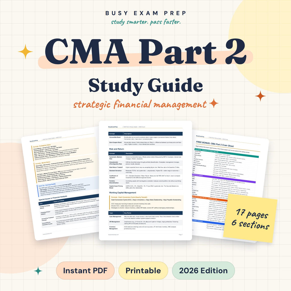 CMA Part 2 Study Guide digital PDF cover and sample pages, 17 pages. No printed book.