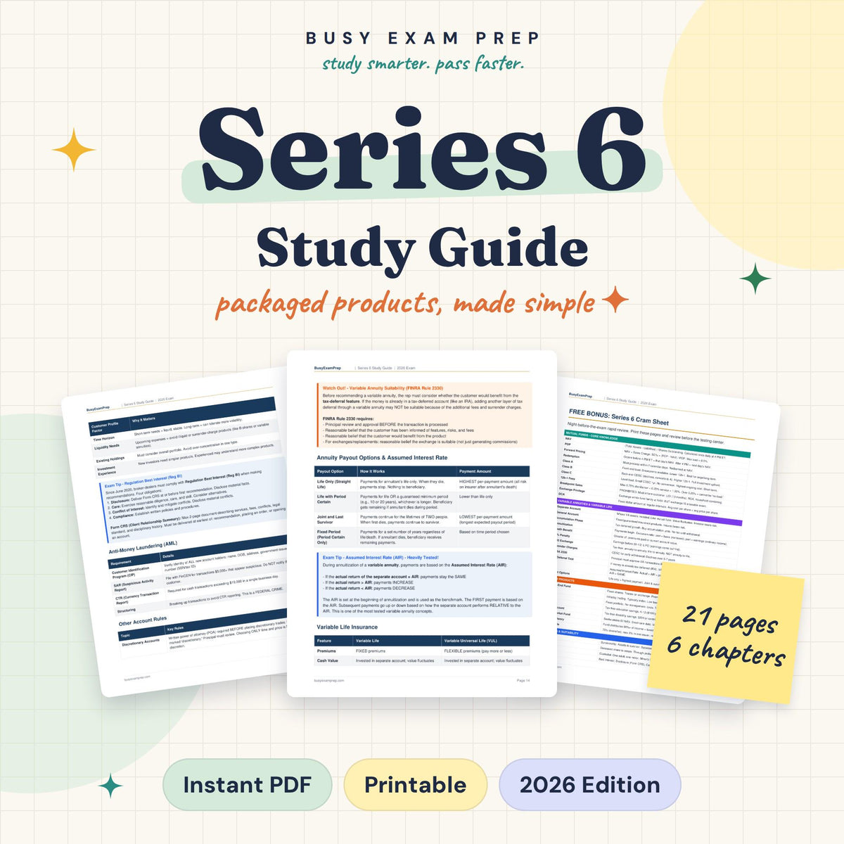 Series 6 study guide cover showing 21 pages