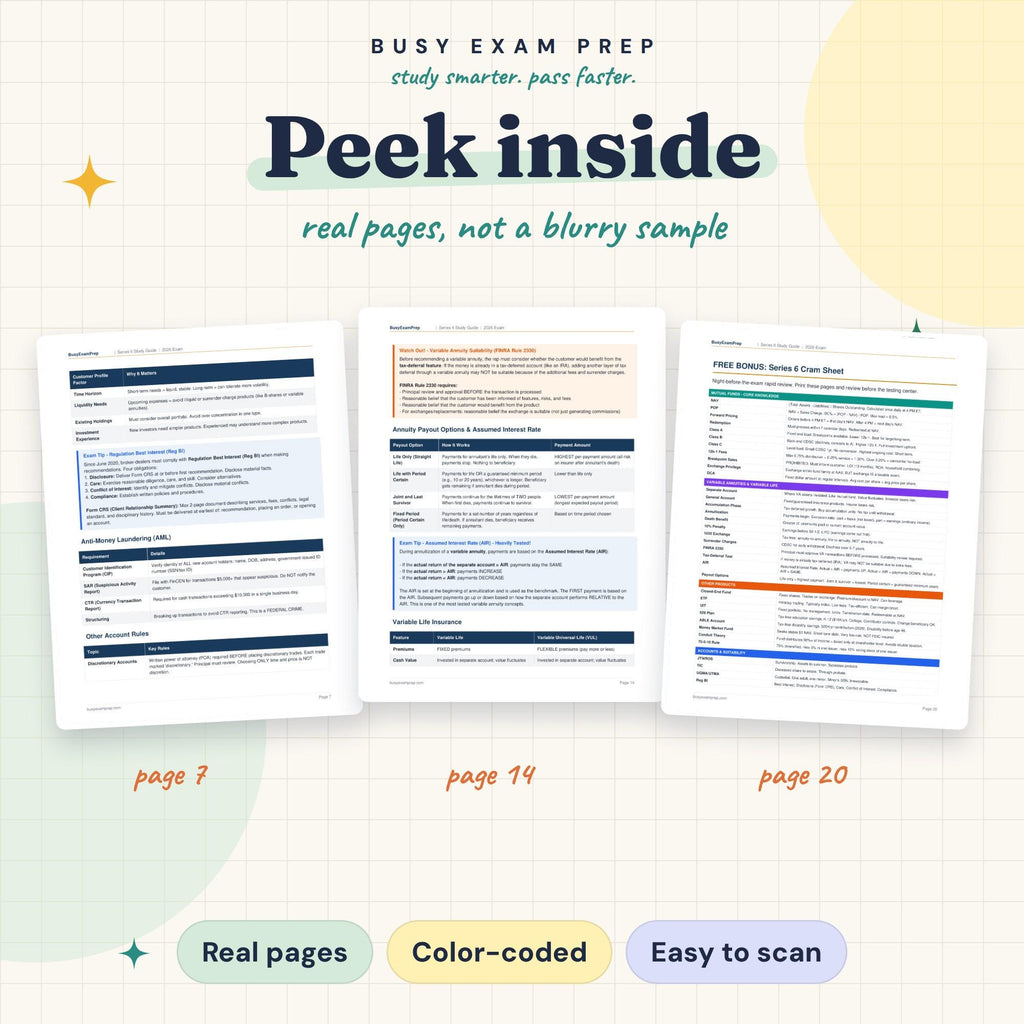 Preview pages from the Series 6 study guide