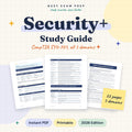 CompTIA Security+ SY0-701 Study Guide digital study guide cover, 22 pages