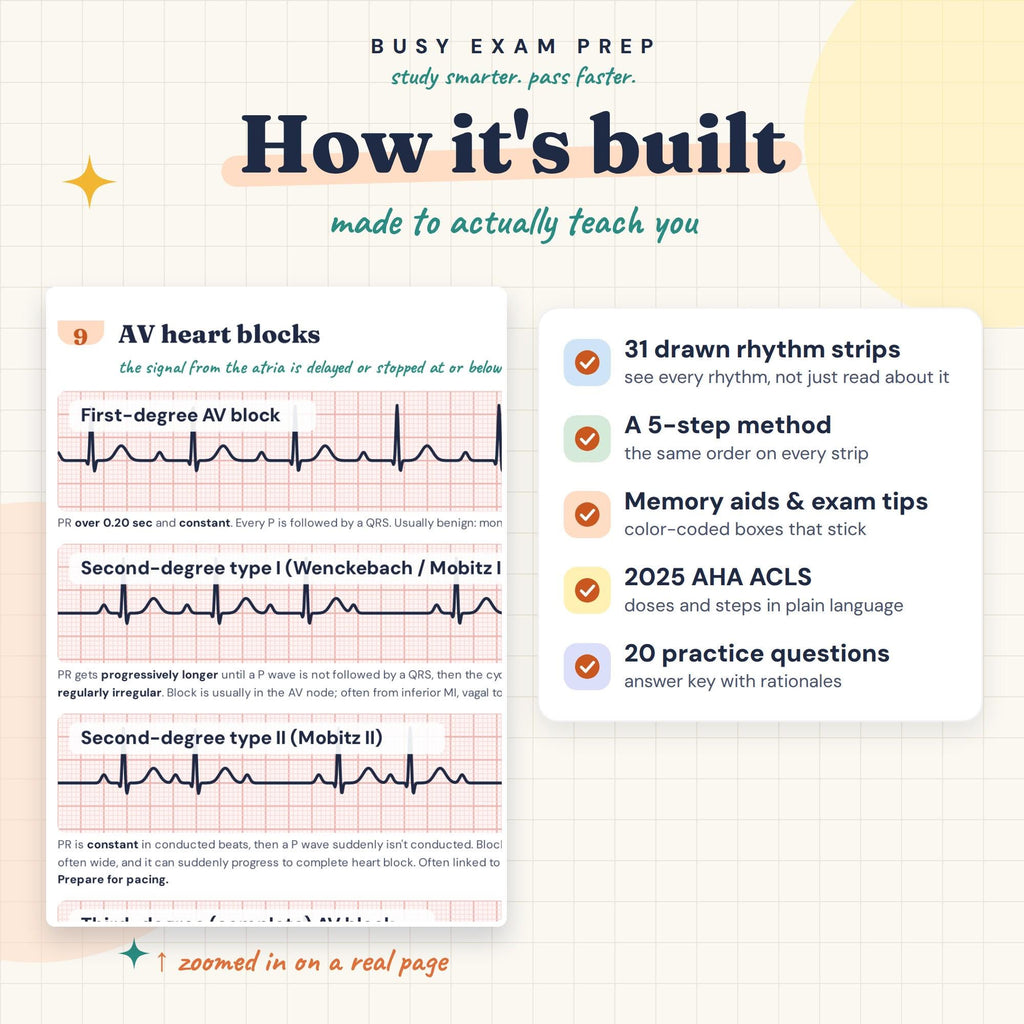 EKG Rhythm Strips Study Guide learning features