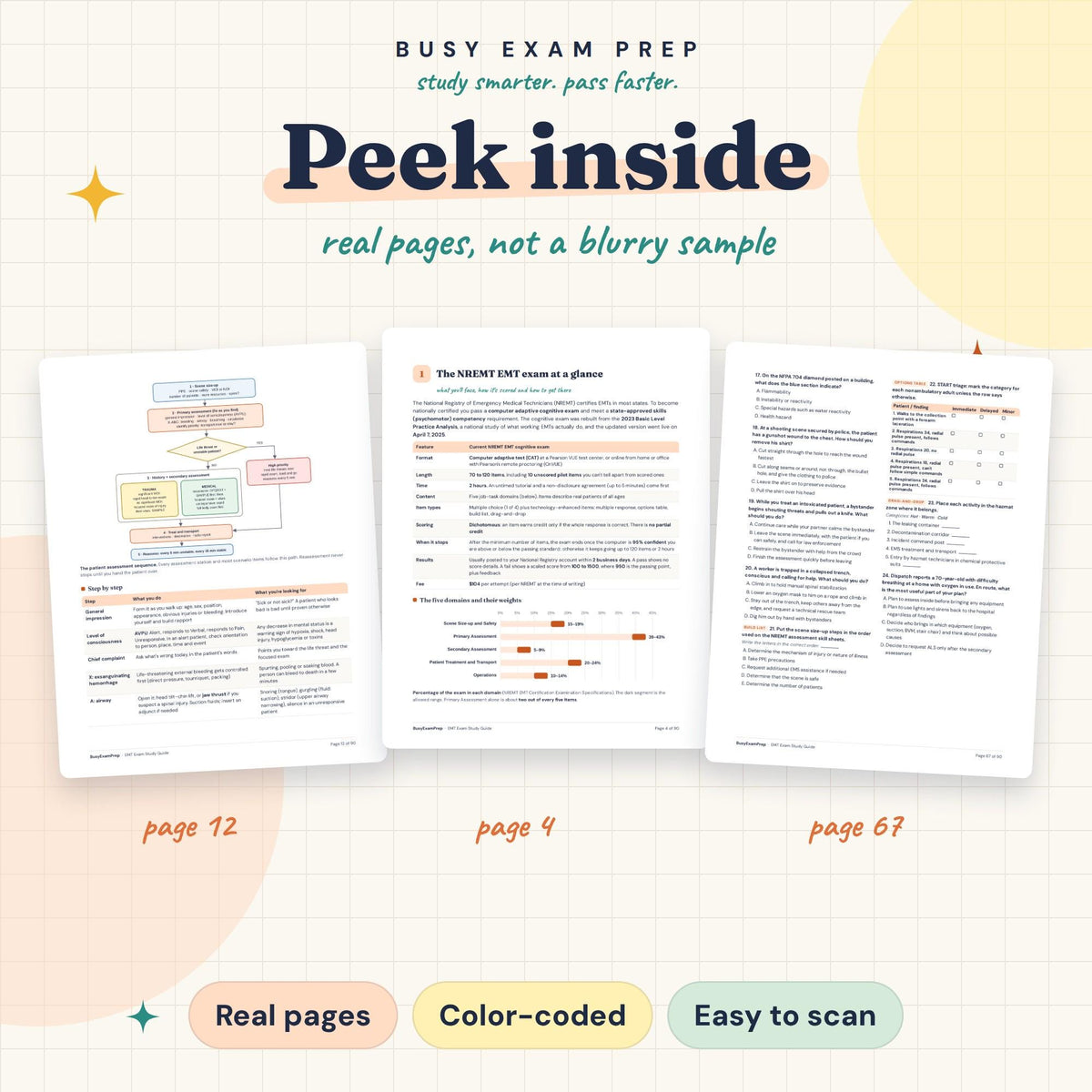 Preview pages from the EMT Exam Study Guide