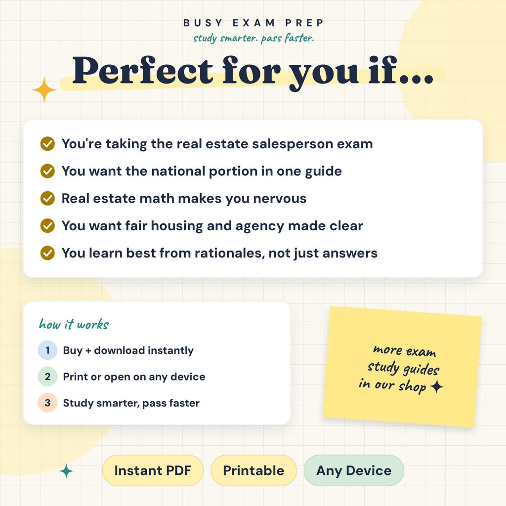 Real Estate Salesperson Study Guide - National Portion reader audience and digital format