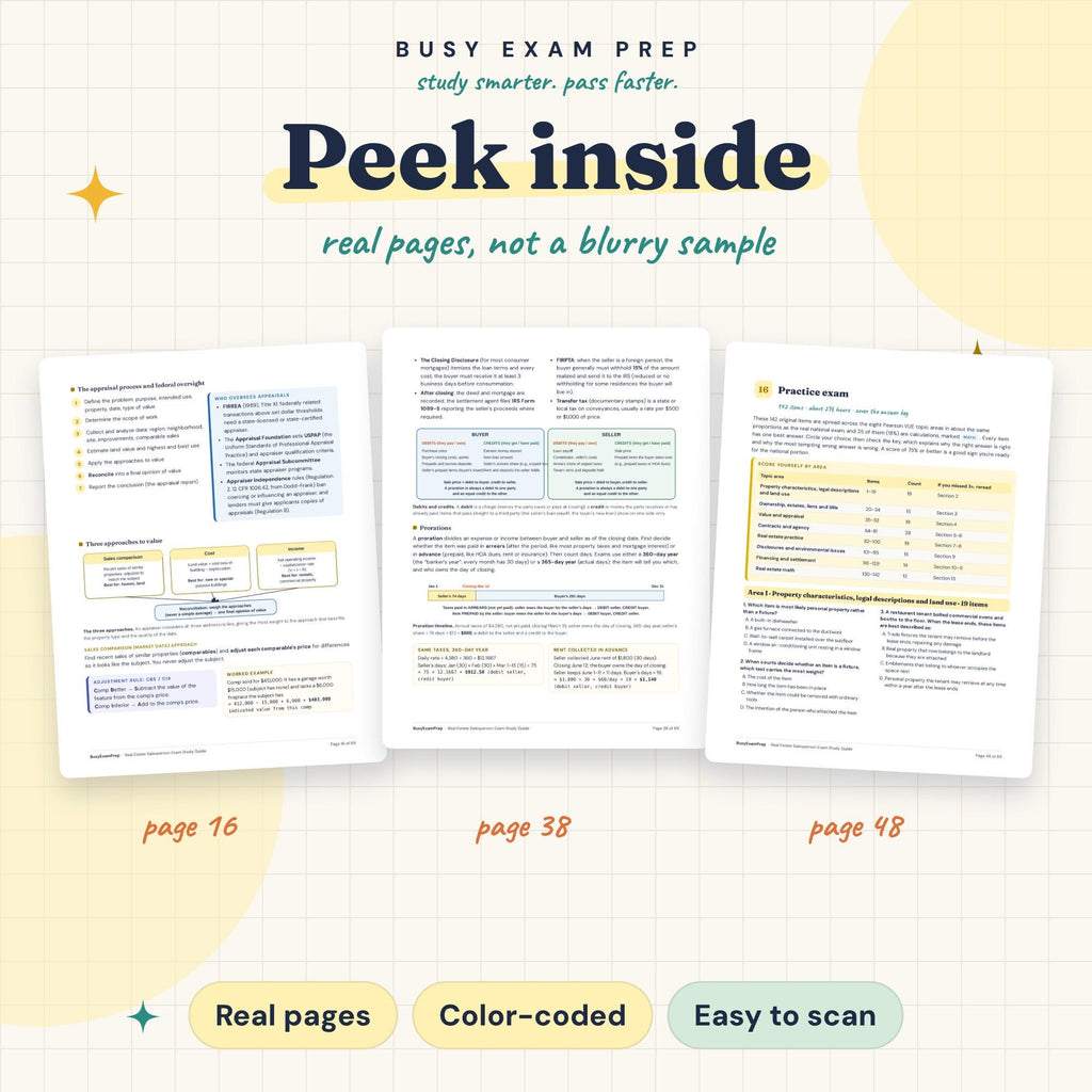 Real Estate Salesperson Study Guide - National Portion real page previews