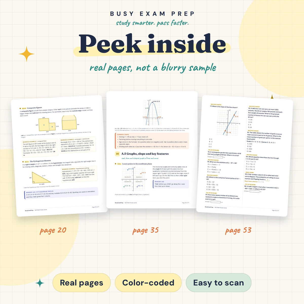 GED Math Study Guide existing page previews