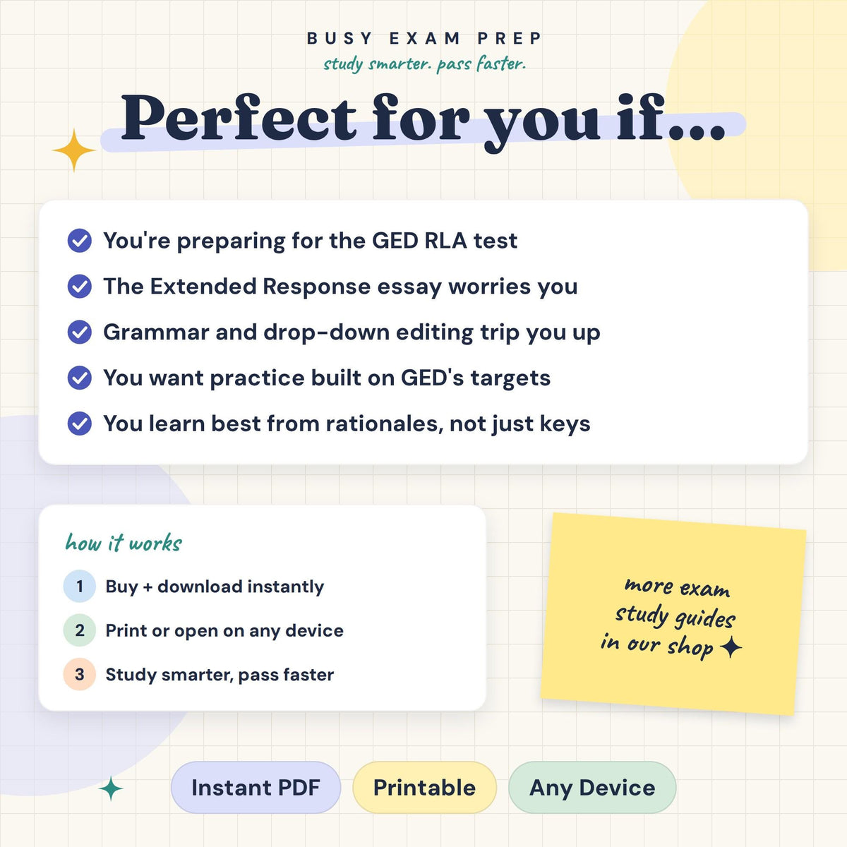 GED RLA Study Guide audience and PDF format