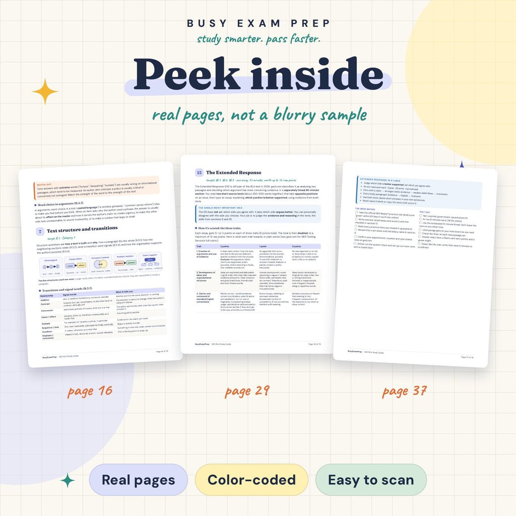 GED RLA Study Guide existing page previews