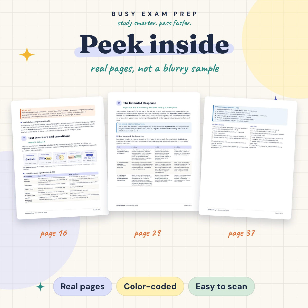 GED RLA Study Guide existing page previews