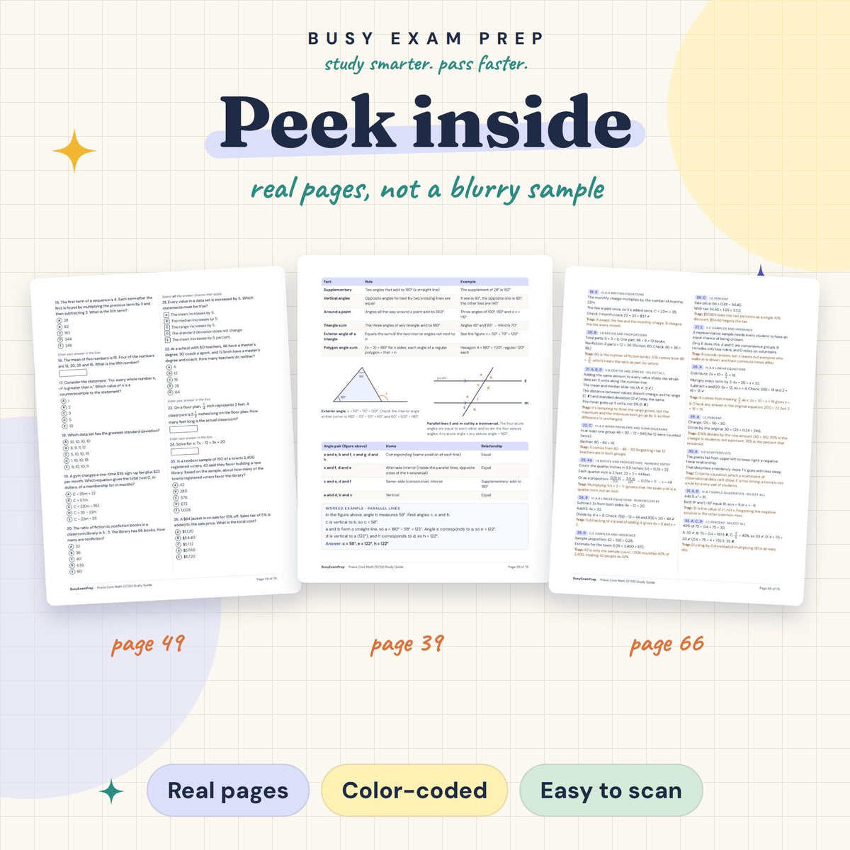 Praxis Core Math 5733 real page previews