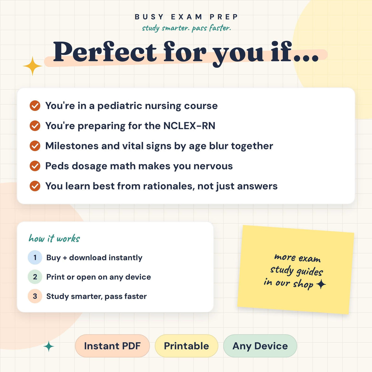 Pediatric Nursing Study Guide intended learners and digital format