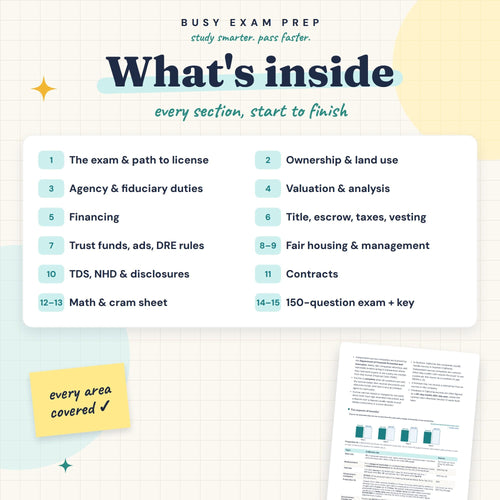 California Real Estate Salesperson Exam Study Guide topic overview