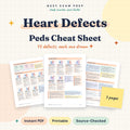 Pediatric Heart Defects Cheat Sheet digital PDF cover