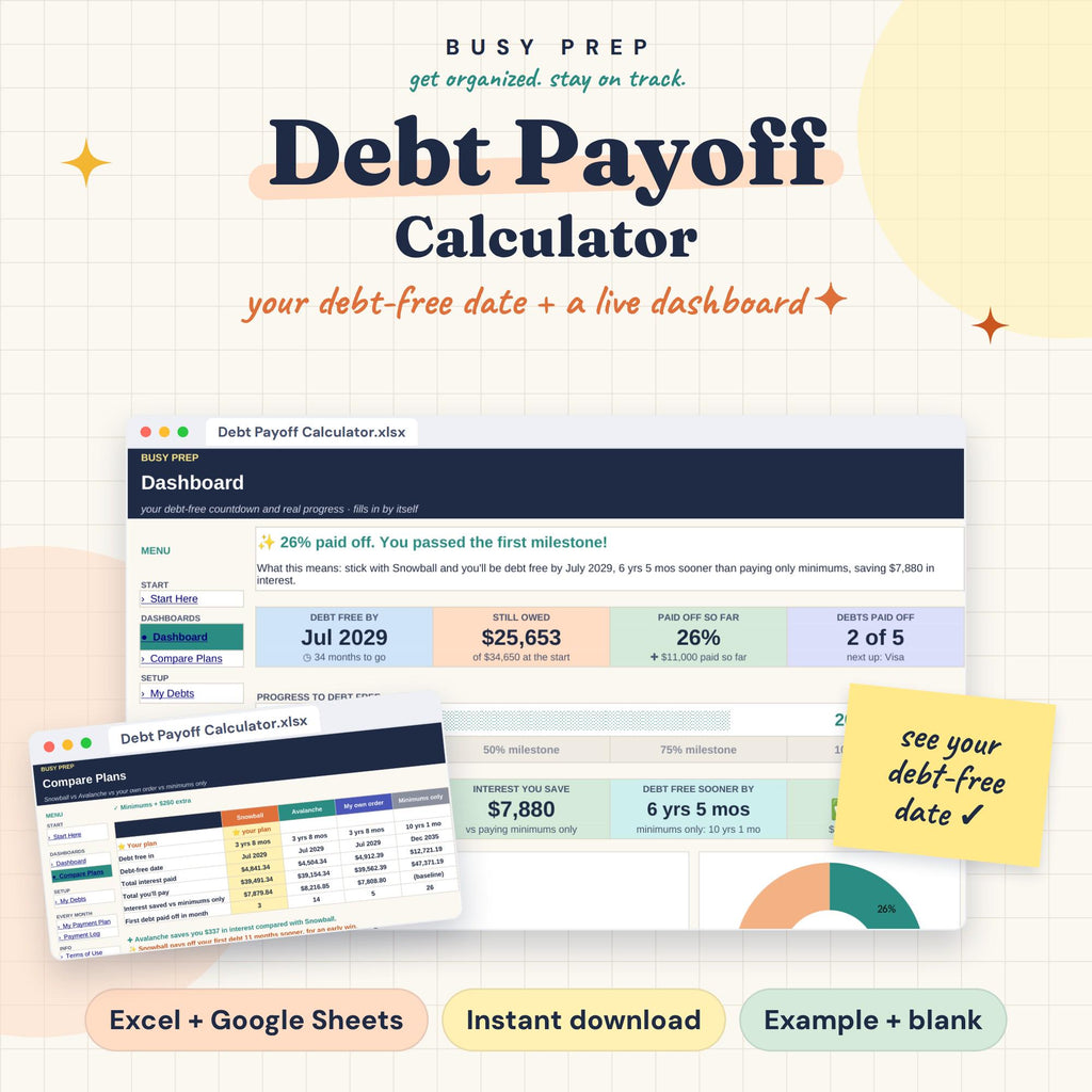 Debt Payoff Calculator Spreadsheet product preview