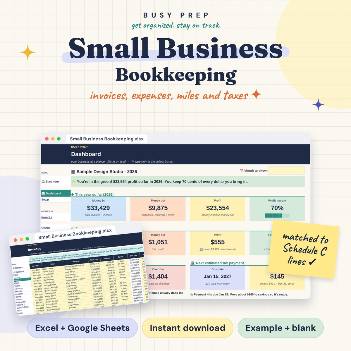 Small Business Bookkeeping Spreadsheet product preview