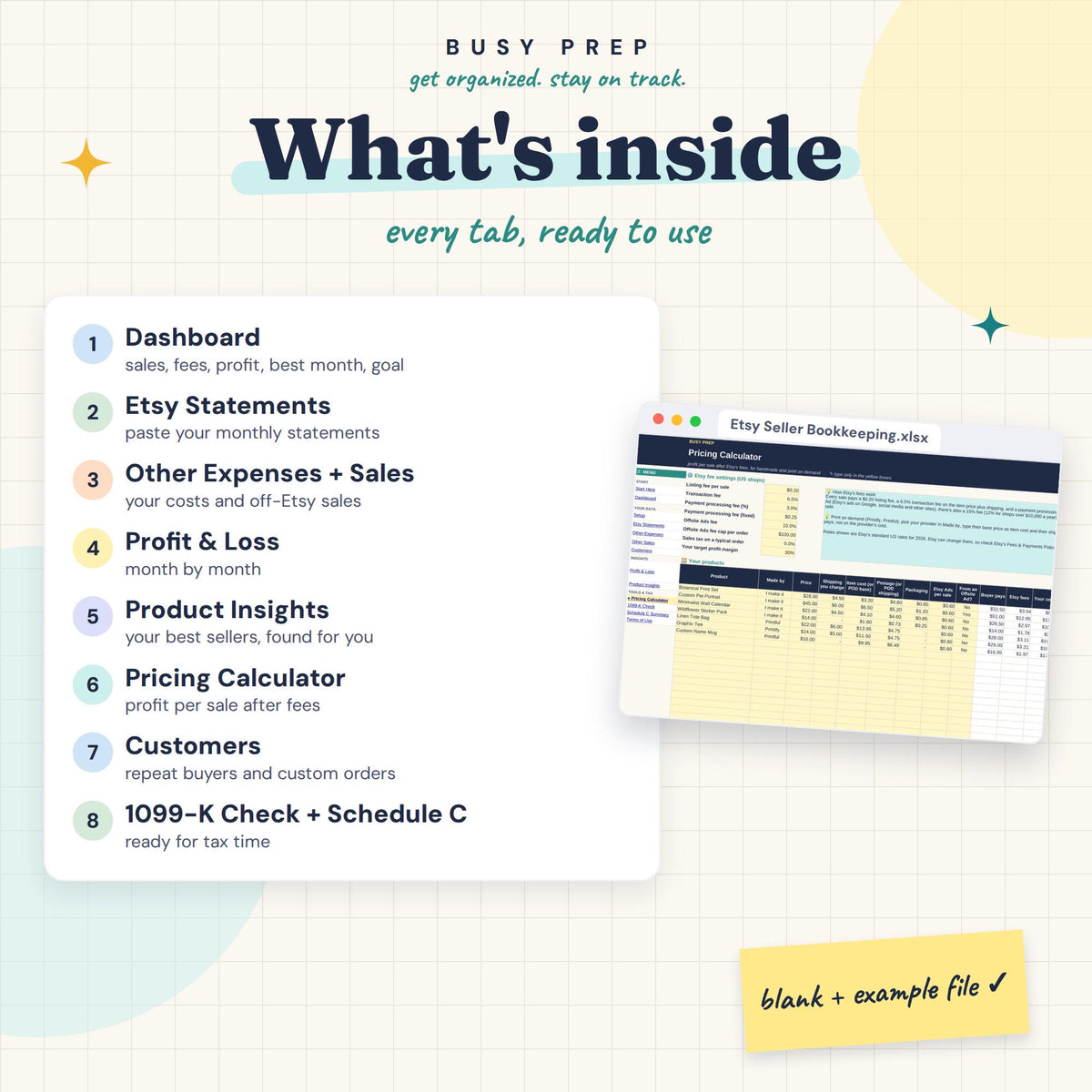 Etsy Seller Bookkeeping Spreadsheet, preview 4