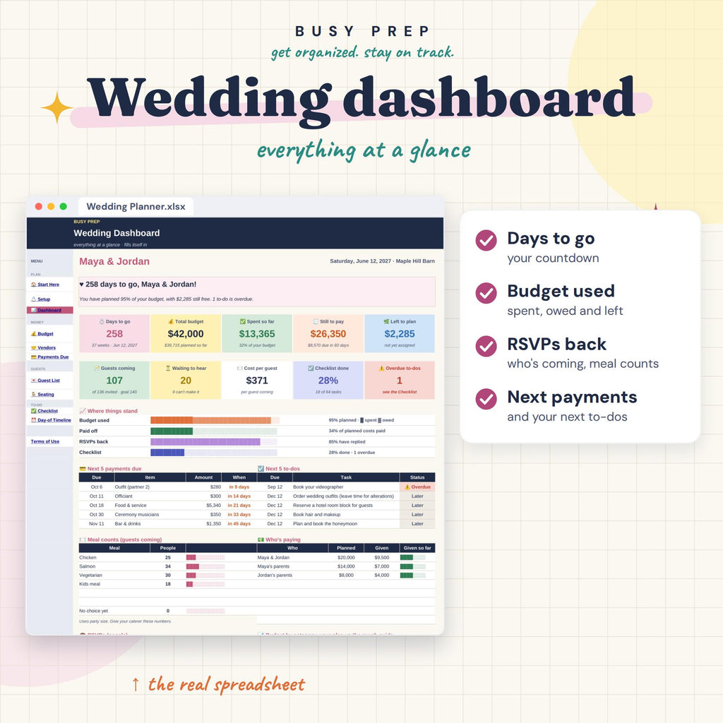 Wedding Planner Spreadsheet, preview 2