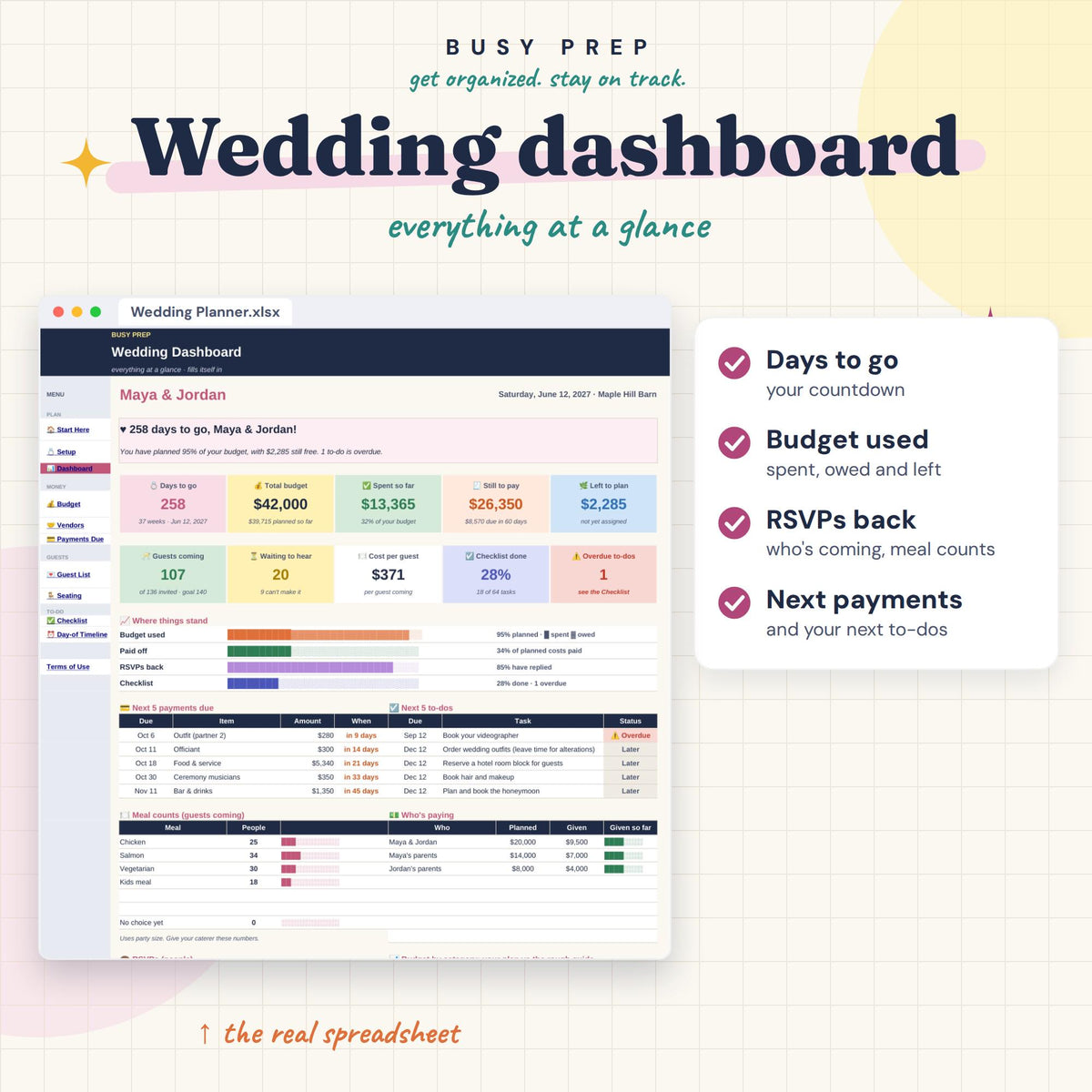Wedding Planner Spreadsheet, preview 2