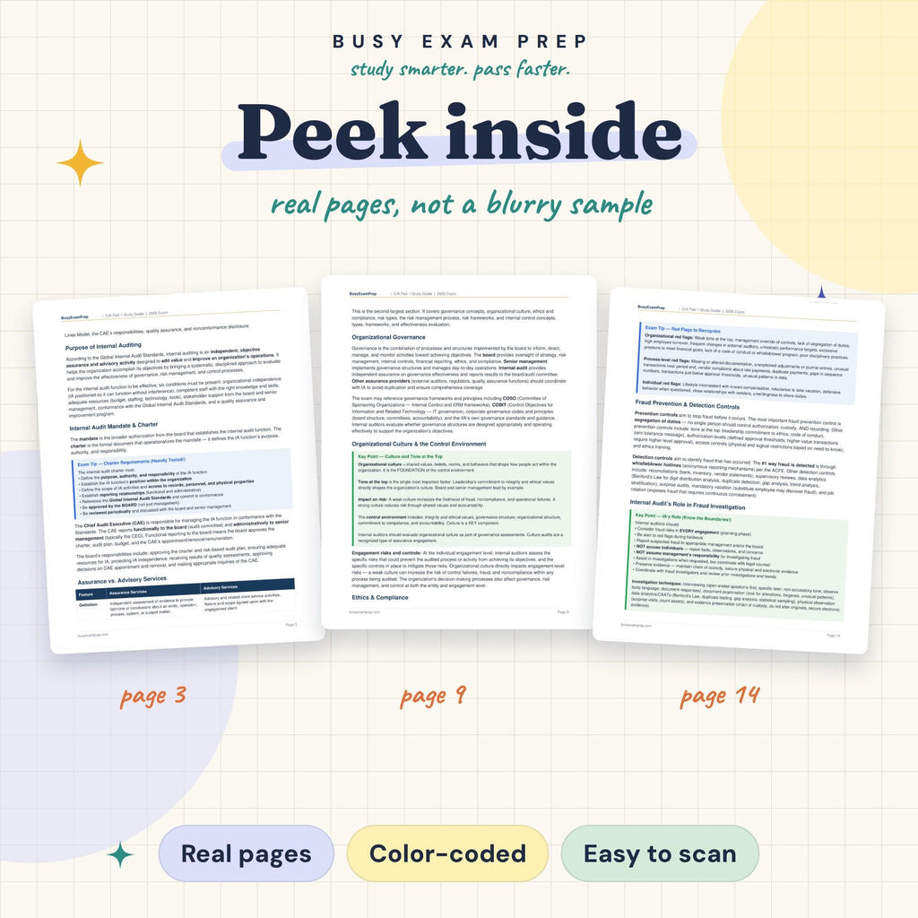 CIA Part 1 Study Guide actual PDF page previews.