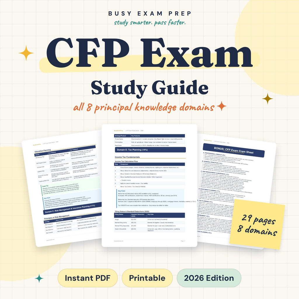CFP Exam Study Guide digital cover, 29 pages
