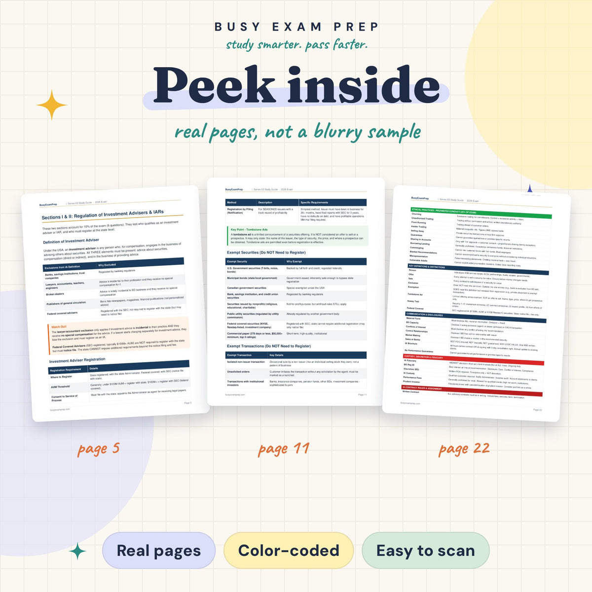 Preview pages from the Series 63 study guide