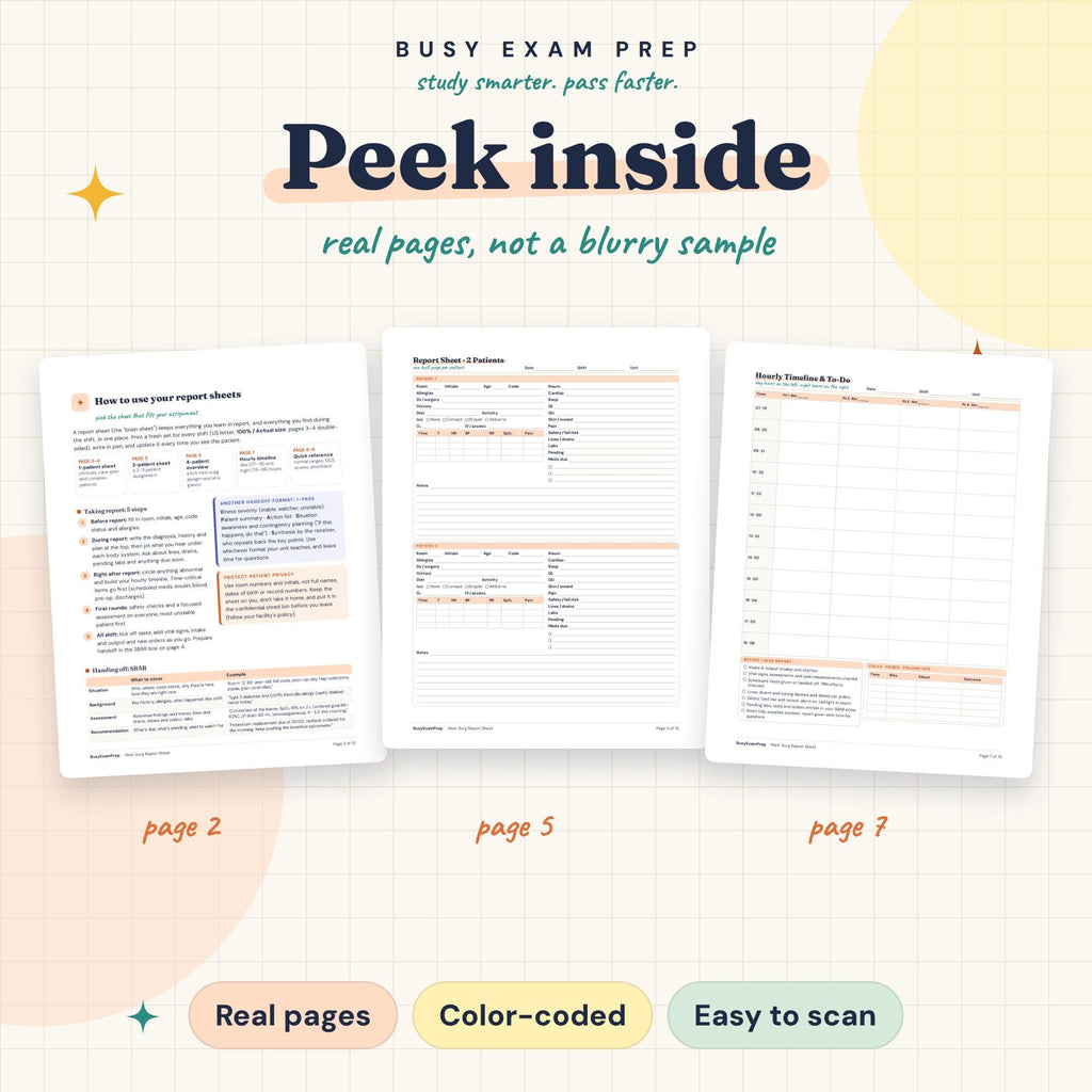 Med-Surg Nursing Report Sheet existing interior previews