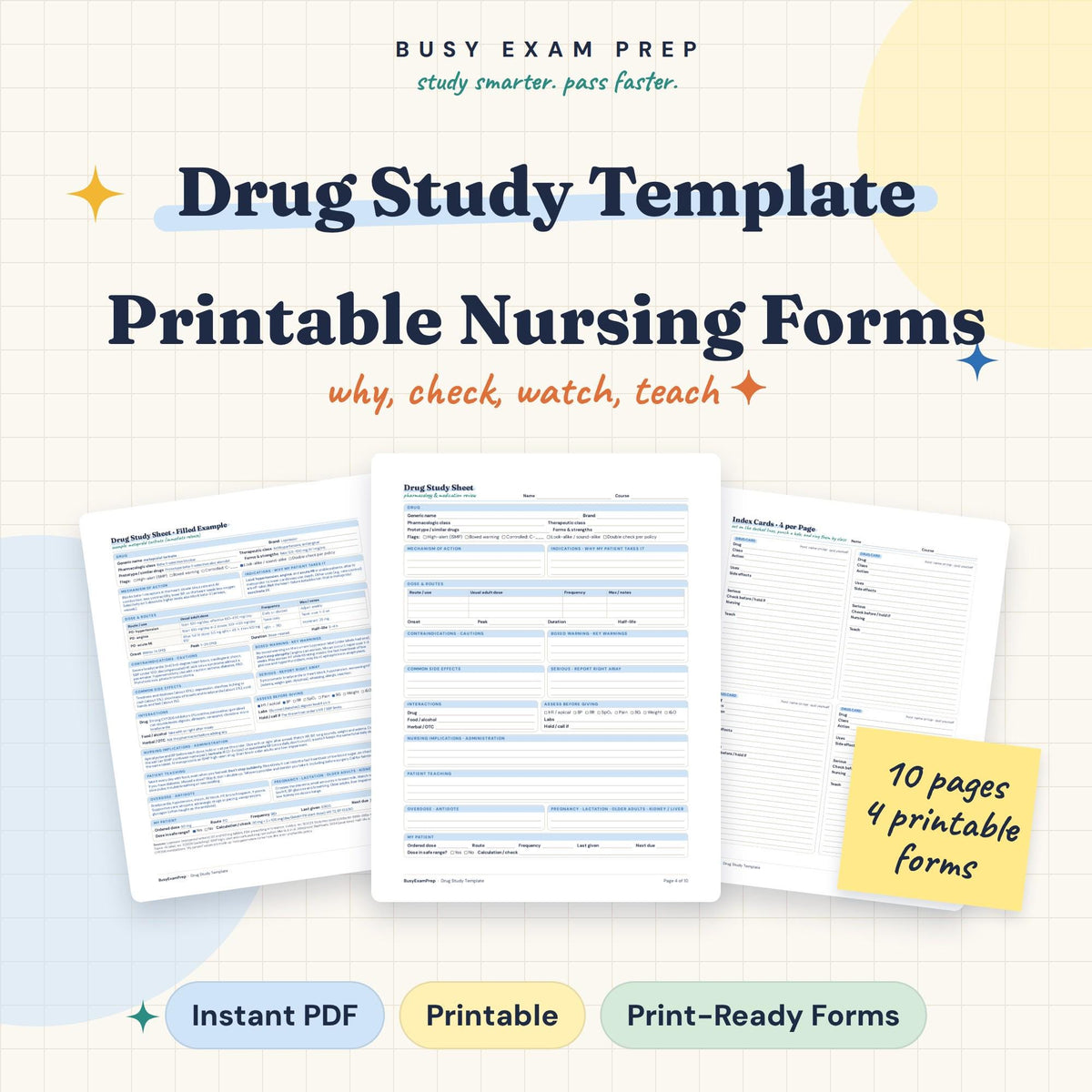 Drug Card Template for Nursing Students digital cover