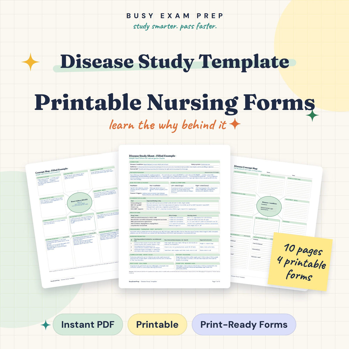 Nursing Pathophysiology Study Template digital cover