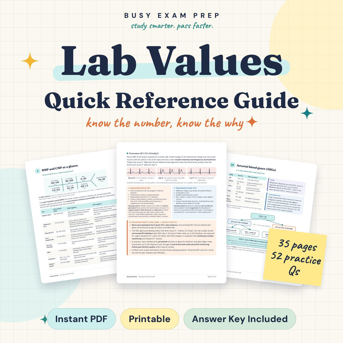 Nursing Lab Values Quick Reference Guide digital cover