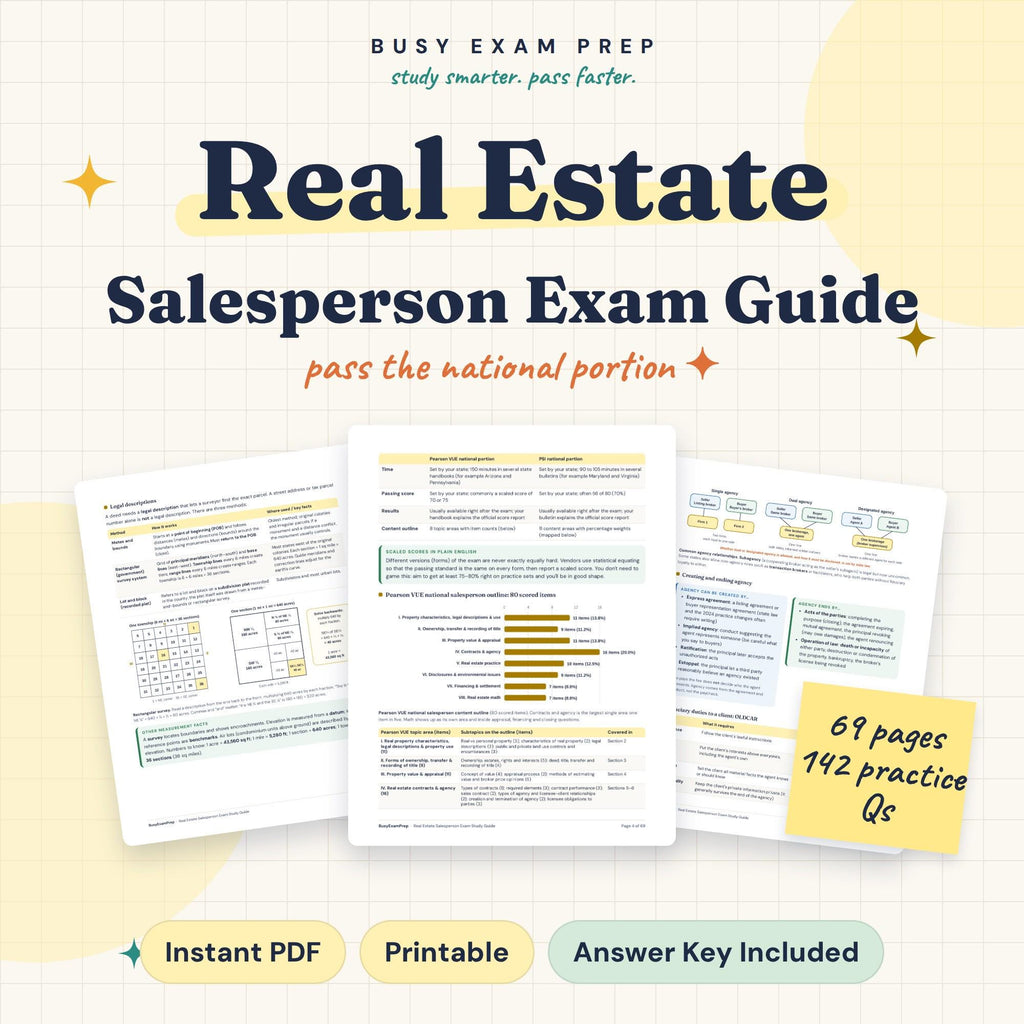 Real Estate Salesperson Study Guide - National Portion digital cover, 69 pages