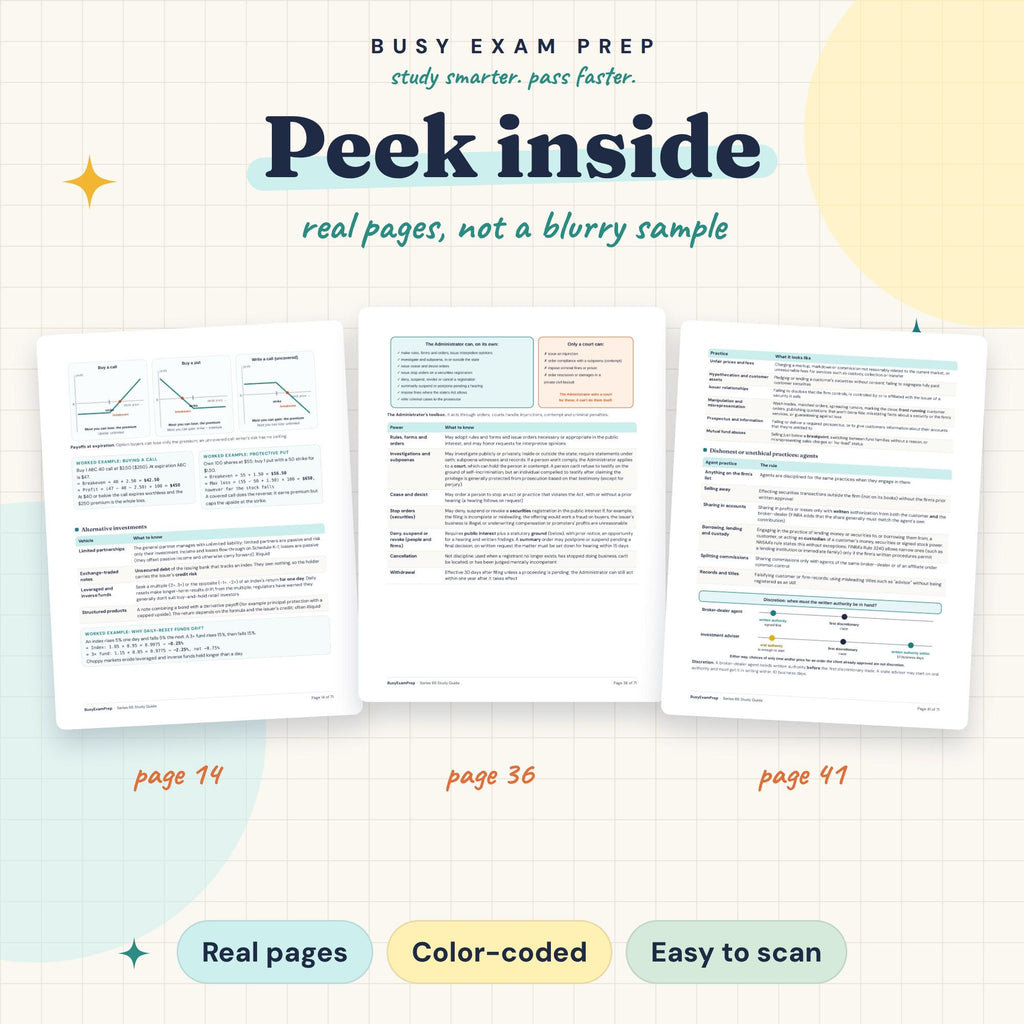 Preview pages from the Series 66 study guide