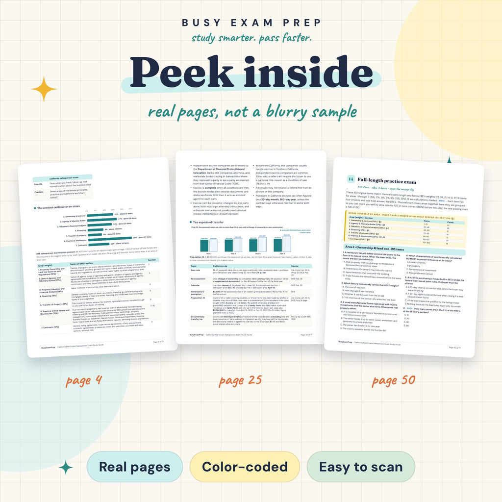 California Real Estate Salesperson Exam Study Guide real page previews
