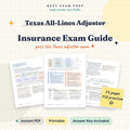 Texas All-Lines Adjuster Exam Study Guide digital cover, 73 pages