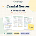 Cranial Nerves Cheat Sheet for Nursing Students digital cover
