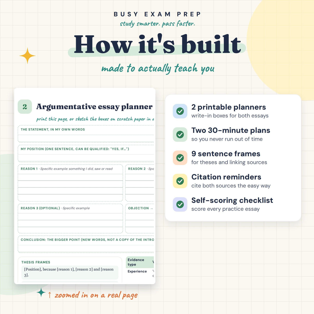 Praxis Core Writing Essay Planner learning features