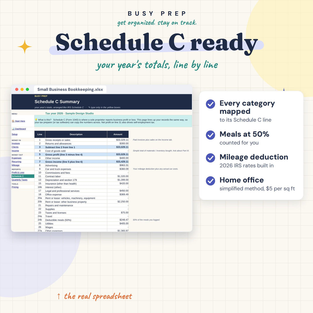 Small Business Bookkeeping Spreadsheet, preview 2