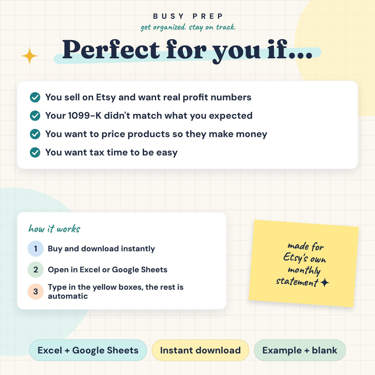 Etsy Seller Bookkeeping Spreadsheet, preview 5
