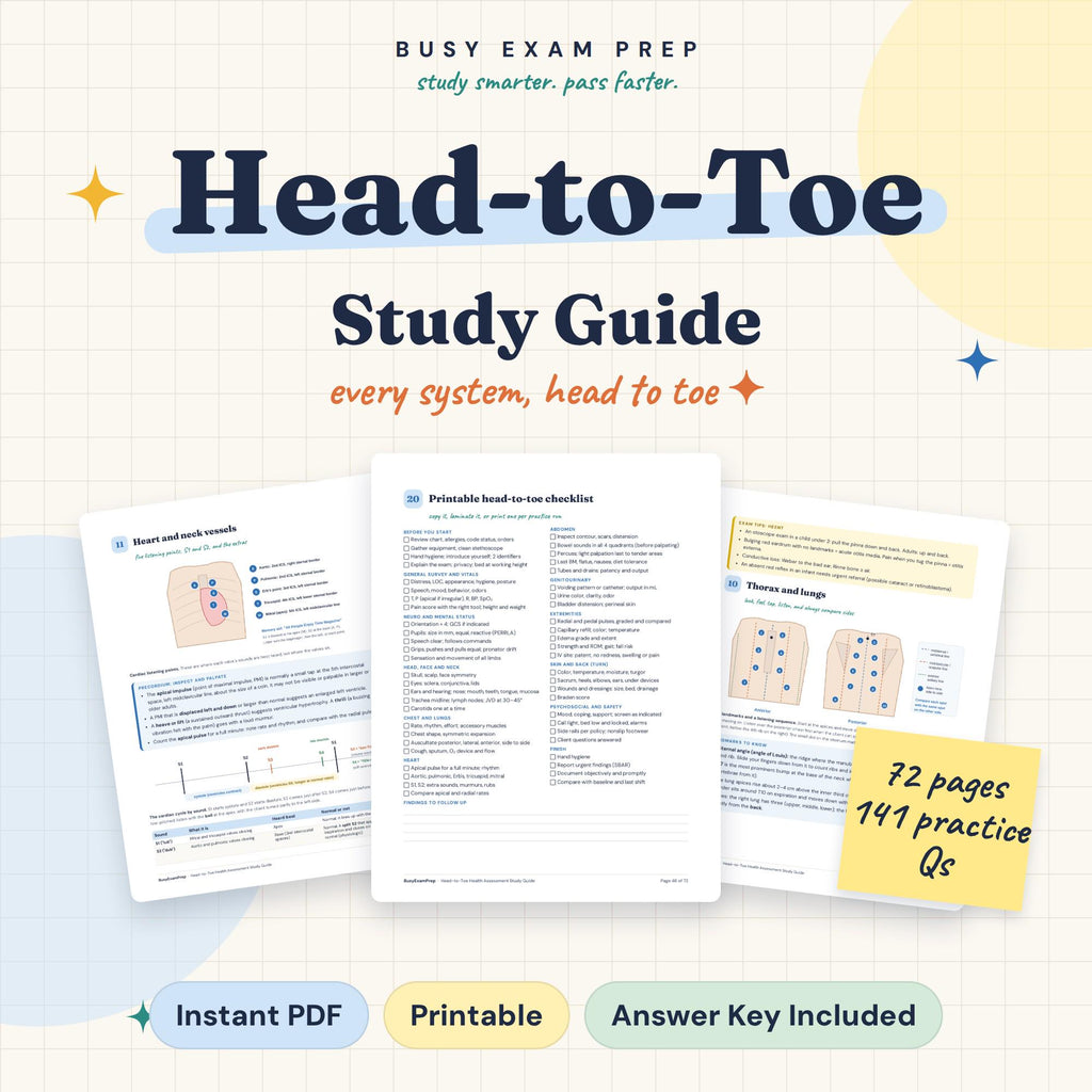 Head-to-Toe Nursing Assessment Study Guide digital cover