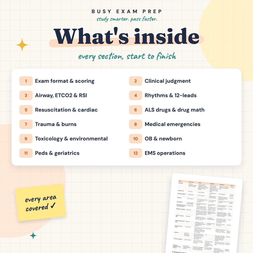 Paramedic Exam Study Guide: contents overview