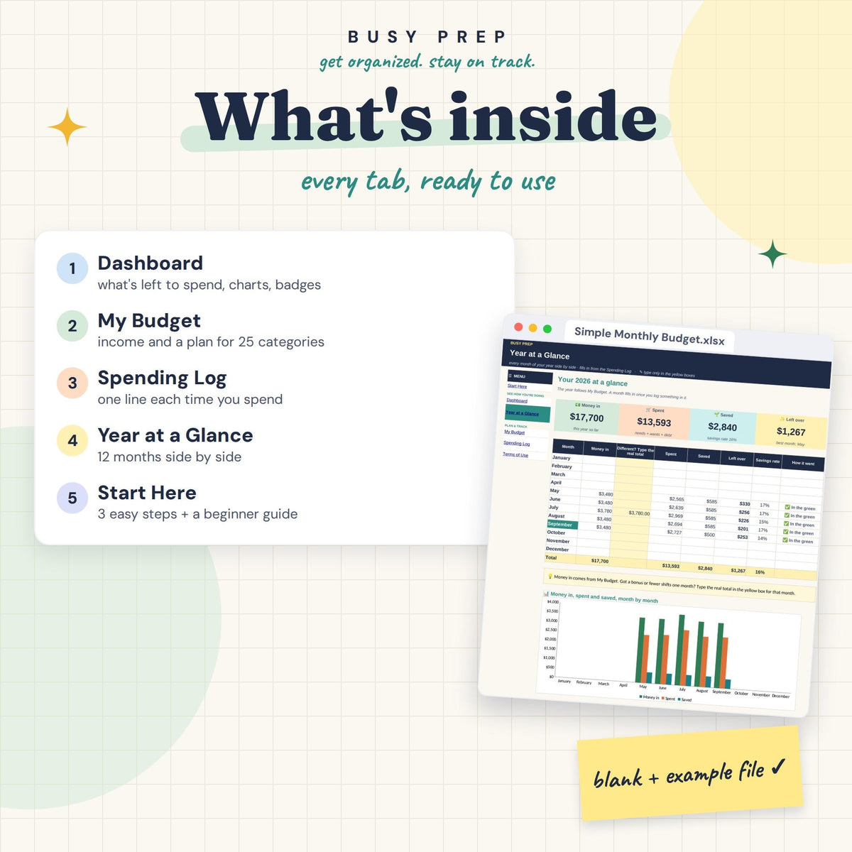 Simple Monthly Budget Spreadsheet, preview 4