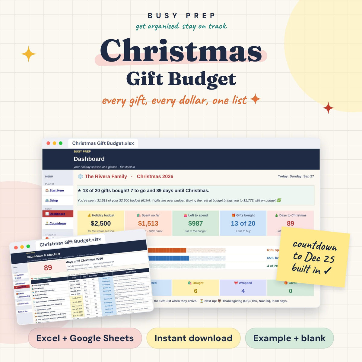 Christmas Gift Budget Spreadsheet product preview