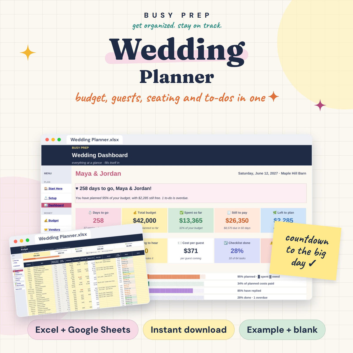 Wedding Planner Spreadsheet product preview