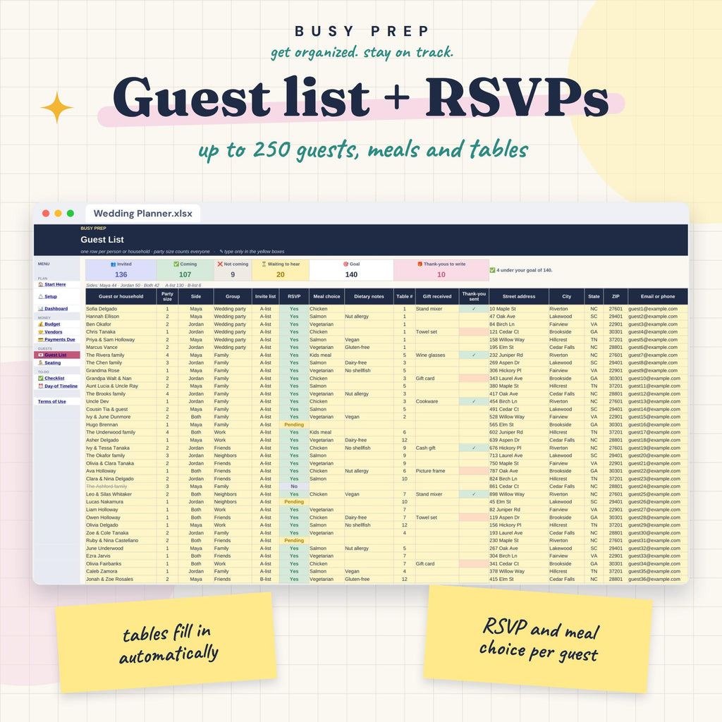 Wedding Planner Spreadsheet, preview 3