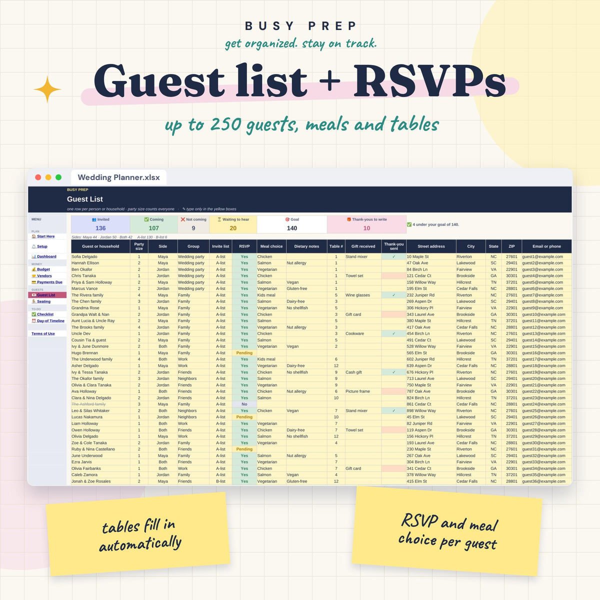 Wedding Planner Spreadsheet, preview 3
