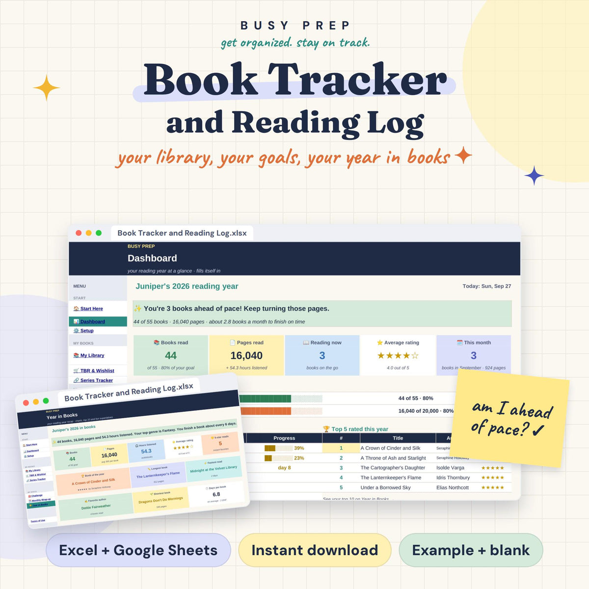 Book Tracker Spreadsheet product preview