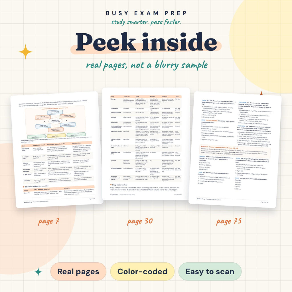 Paramedic Exam Study Guide: sample interior pages