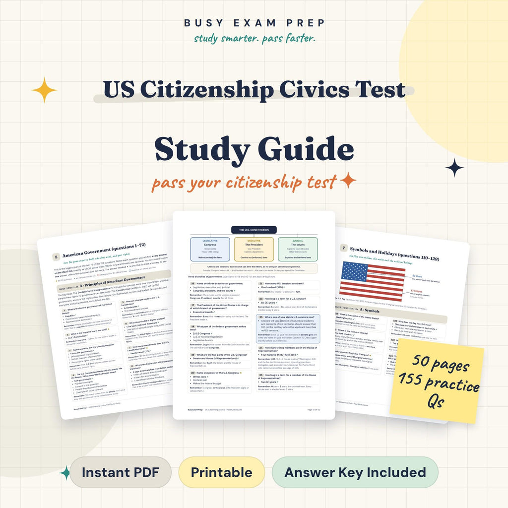 US Citizenship Test Study Guide digital cover